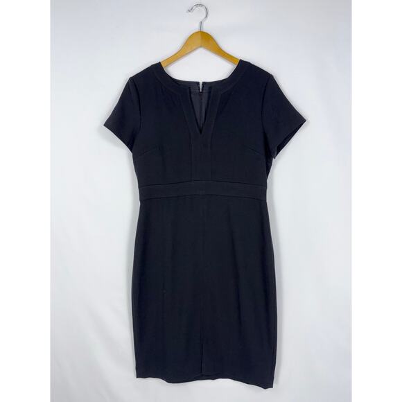 Ann Taylor Women's Split V-Neck Sheath Dress Size 10 Black - Picture 1 of 15